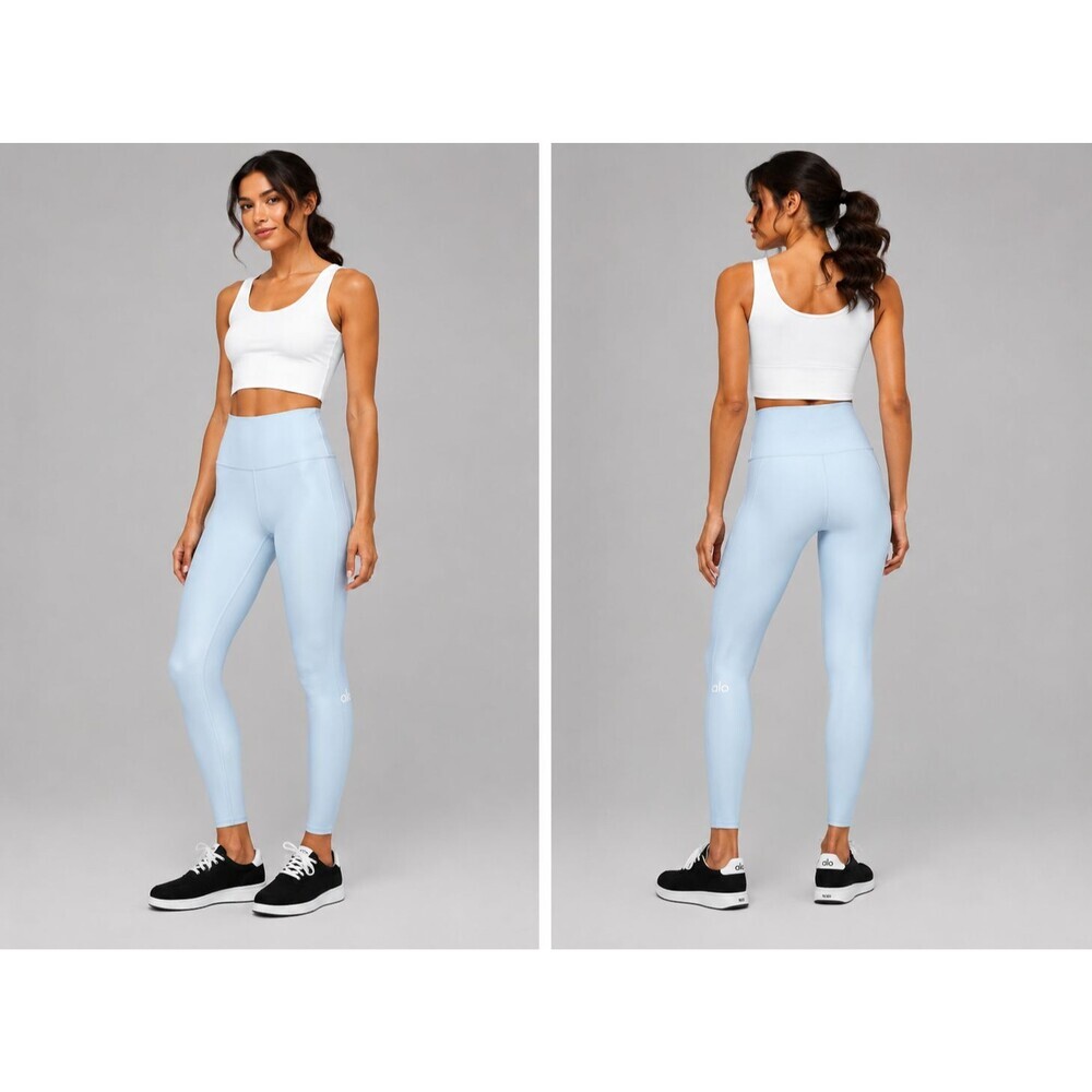 Alo Yoga High Waist Airlift Leggings Light Blue Small 26" Inseam Activewear Yoga